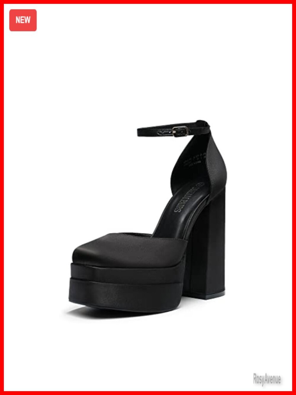 Women's Platform Closed Toe Heels Satin Square Toe Ankle Strap Chunky Block